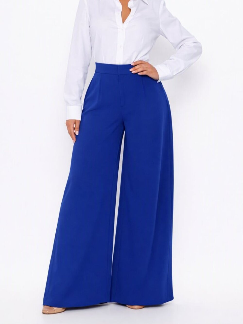 FASHION NOVA MAKE AN ENTRANCE WIDE LEG PANTS — ROYAL BLUE — SIZE XL